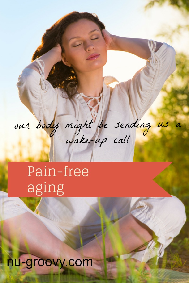 Woman sitting with pain-free aging.